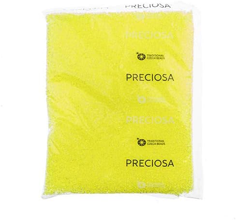 John Bead Czech Glass Seed Beads 8/0 (2.9mm Diameter) Crystal Color Lined Neon Yellow - 500g Bulk Bag by Preciosa (Jablonex)