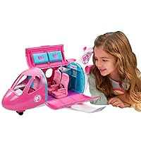 Barbie Flugzeug Dream Plane (ohne Puppe), mit beweglichen Räder und 15x Zubehör, in rosa, Spielzeug ab 3 Jahre, GDG76
