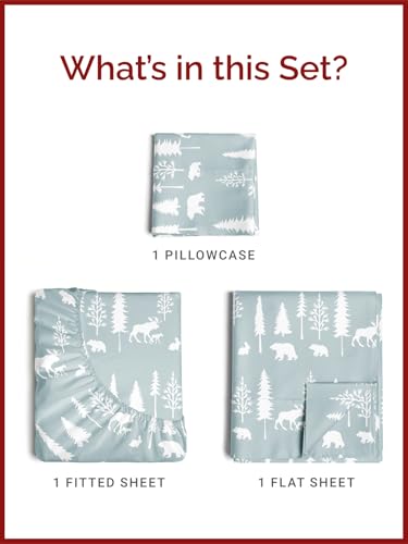 Twin XL Christmas Woodlands Sheet Set - Holiday Xmas Pattern Bedding Set - Deep Pockets - Snug Fit - 3 Piece - Wrinkle Free & Easy Care - Festive Winter - Holiday Sheets for Women, Men, Kids & Teens