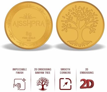 Aisshpra 24K (999) Gold Coin | Bar, Bullion | Certified Purity with Gift Box | Ideal for Diwali, Dhanteras, Akshaya Tritiya, Wedding Gifting & Investment
