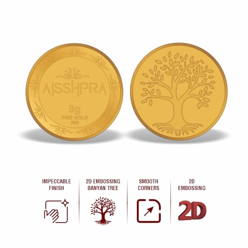 Aisshpra 24K (999) Gold Coin | Bar, Bullion | Certified Purity with Gift Box | Ideal for Diwali, Dhanteras, Akshaya Tritiya, Wedding Gifting & Investment