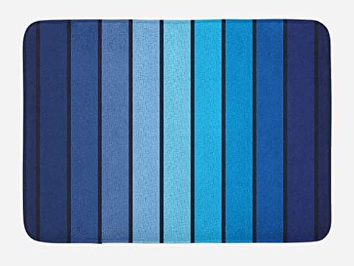 Miniatura 2 de Placas de baño azul marino en tonos marinos, líneas fronterizas, detalles incompletos impresos, imagen impresa, alfombra de decoración de baño de