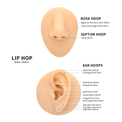 Vojo 2 Pcs G23 Titanium Heart Daith Piercing Jewelry Rook Hoop Tragus Clicker Ring Cartilage Helix Earring For Ear 16G (8Mm+10Mm, Heart Silver) #TOP5