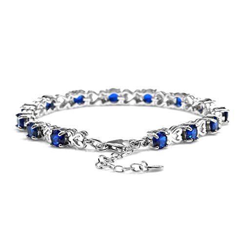 Silvershake 5MM Round Shape Gemstone White Gold Plated or Yellow Gold Plated 925 Sterling Silver Heart Victorian Style 7 to 8.5 Inch Adjustable Bracelet Jewelry for Women3