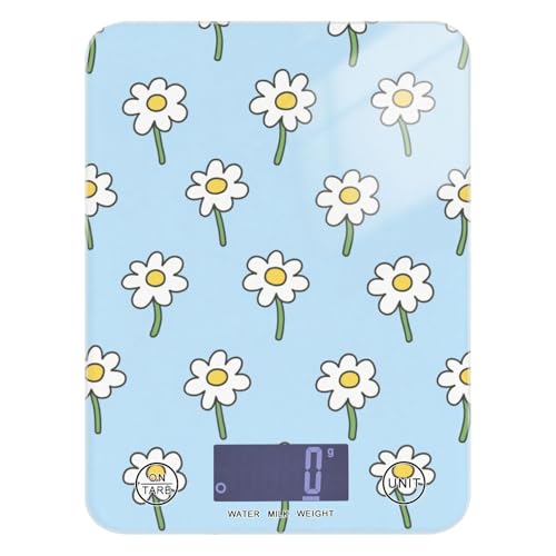 Bilancia digitale da forno a forma di fiore blu per alimenti, 5 kg/5 g, bilancia portatile da cucina con 4 unità per preparare i pasti e fare sapone da forno pesa para alimentos