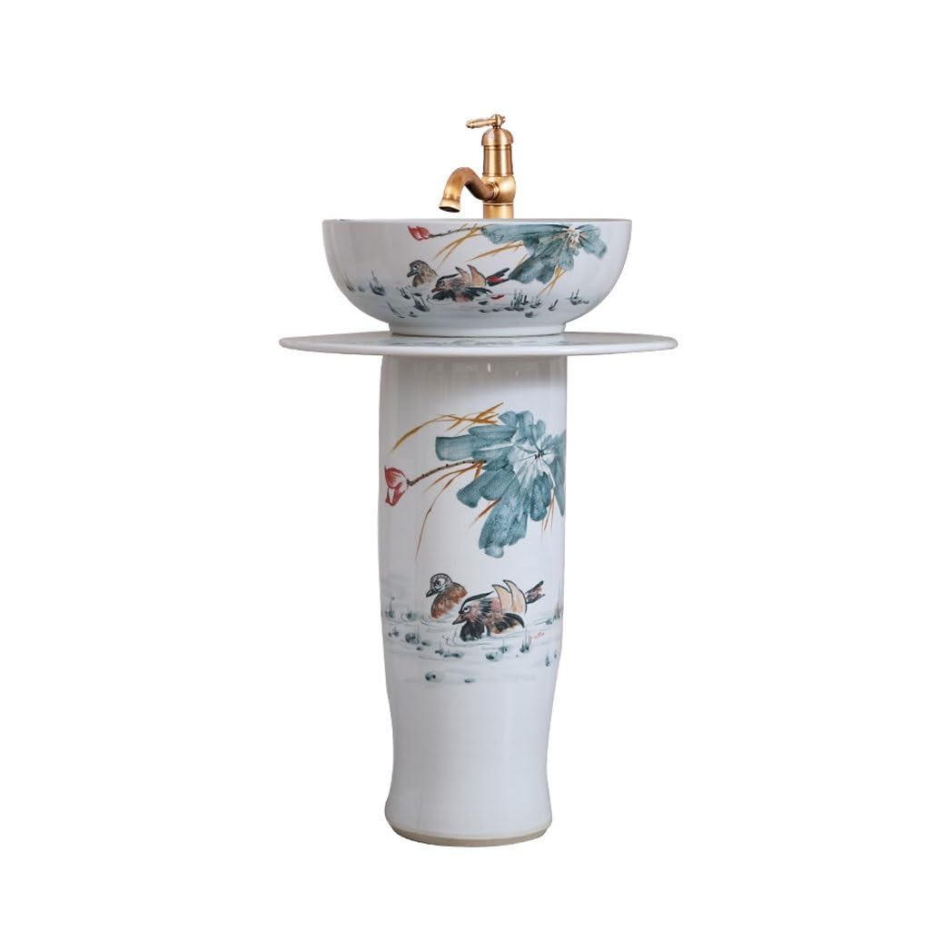 Bathroom Sink B&B Outdoor Column Washbasin Outdoor Balcony Courtyard Ceramic Washbasin Bathroom Vanity