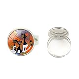 Handgefertigter Ring mit Glaskuppelanhänger, versiegelt mit Kunstbild