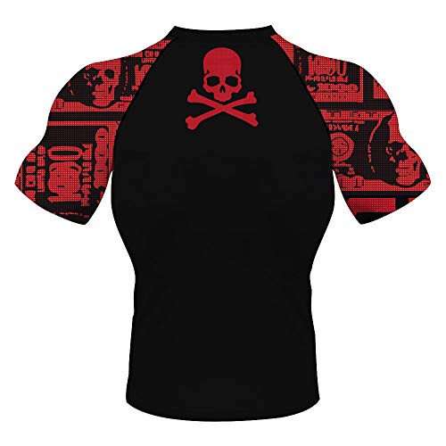 CHOO Skull Men's Short Sleeve Compression Athletic Sport Shirts BJJ Jiu Jitsu Rash Guards2