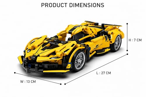 Image of Shot and Best Sports Racing Car Building Blocks Set, Pull Back Supercar Model Kit, STEM Educational Construction Toy for Kids Boys Girls, DIY Assembly Car (Yellow)