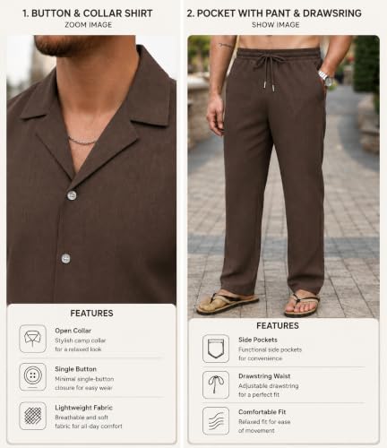 Image of TAGDO Men's Cotton Night Suit Pajama Sets | Night Pants for Man | Co-ord Set for Men |Modern Loungewear (2058)