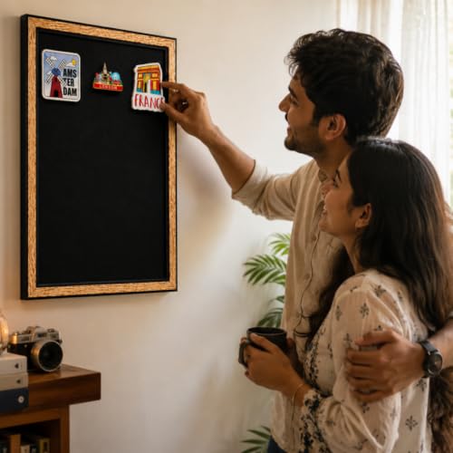 Image of Travel Souvenir Magnet Frame - Solid Background | Black | 12 inchx18 inch (Vertical)