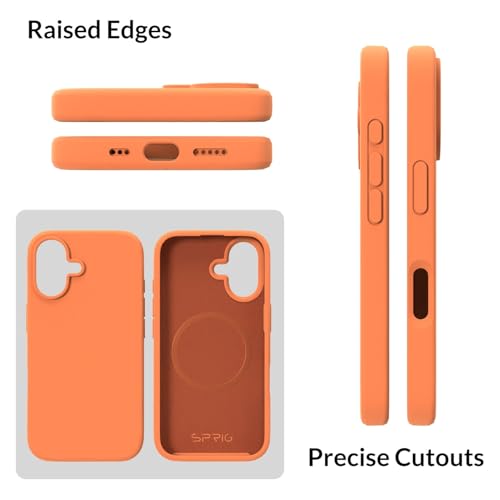 Image of SPRIG Compatible with iPhone 16 Premium SilkMag (Liquid Silicone Magnetic) Back Cover Drop Tested Shock Proof Mobile Case for Men, Women, Boys and Girls with Camera Protection (Light Orange)