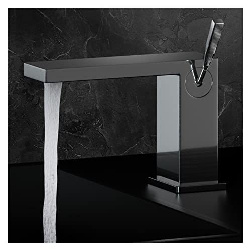 Mélangeur lavabo évier noir en laiton avec grue eau chaude froide