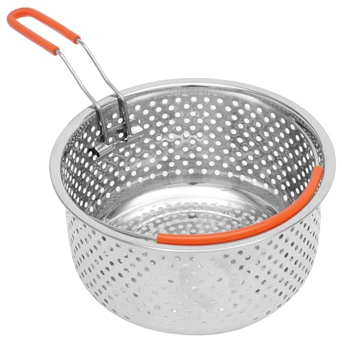 Cesta Profunda de Freidora de Acero Inoxidable, Cesta Redonda de Malla de 7.87 x 7.48 Pulgadas, Accesorio Multifuncional Removible para Escurrir y Servir, con Manijas Plegables miniatura 5