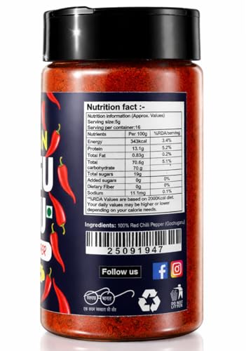 Image of Flavoma Korean Gochugaru Hot Pepper Powder, 80g Korean Chili Pepper Coarse Flakes, Product of Korea