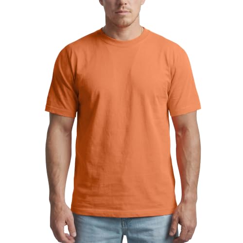 Zengjo Mens Tshirt Crew Neck - Soft Jersey Basic Tees(Orange,S)