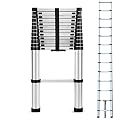 12.5FT Telescopic Ladder Foldable Telescoping Extension Ladder Loft Ladder 330lb Load, 3.8M Stainless Steel Telescoping Ladder for Cleaning Gutter, Housework EN131