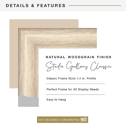 MCS Studio Gallery Classic 11x14 Picture Frame Natural Woodgrain, Vertical & Horizontal Wall Hanging Large Picture Frame for Photos & Art Prints (1-Pack)