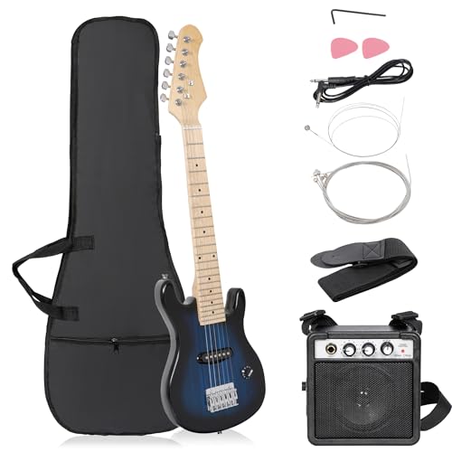 HomGarden 30 Inch Kid Electric Guitar Beginner Starter Guitar Kit w/ 5w Amplifier Strap Gig Bag Strings Picks (Blue)