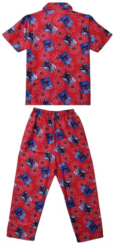 Image of Boys Printed Half Sleeve Night Suit in Red Color Summer Wear Pyjama Set for Boy