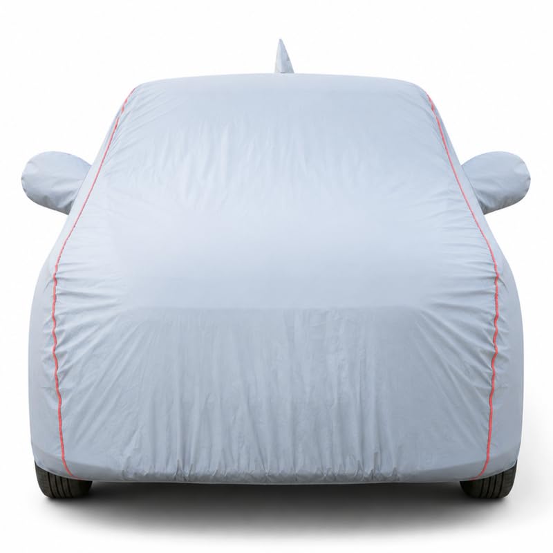 Image of Premium Car Cover for Maruti Suzuki Zen Estilo | 100% Waterproof, UV & Dust Protection Full Body Cover | Mirror & Antenna Pocket | Triple Stitched, Soft Inner Lining, Belt & Buckle (Dark Grey)