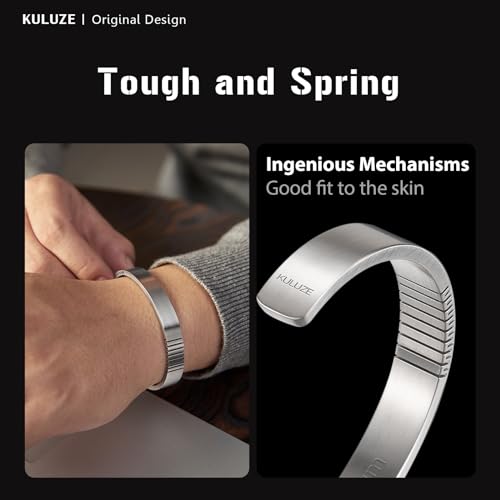 Mens Bracelet | Pure Titanium Minimalist Bracelet Designed for Men | Springy Mens Cuff Bracelet | 10MM Wide Bracelet | Gift for Him2
