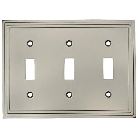 Cosmas Satin Nickel Triple Toggle Switchplate Cover Cover