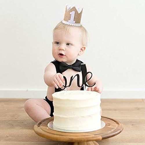 Image of BabyMoon 1 year Birthday Crown Baby Cap | Cake Smash | Baby Photography Cap | Brown
