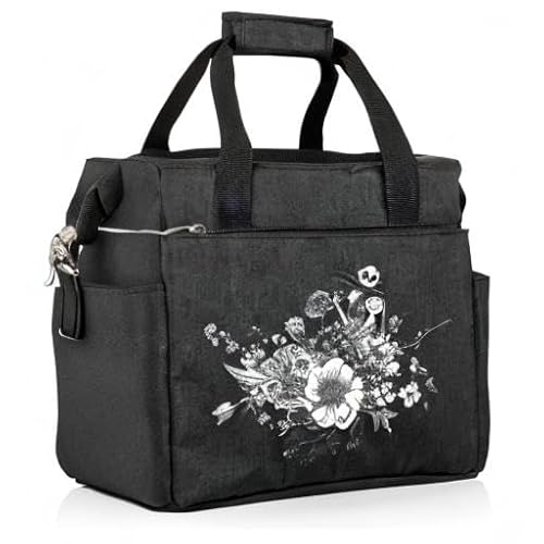 PICNIC TIME Disney Nightmare Before Christmas Jack and Sally On The Go Insulated Lunch Bag, Soft Cooler Lunch Box, Leak Resistant Reusable Lunch Tote, Work Lunchbox, (Black)
