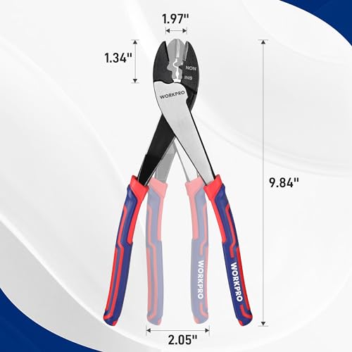 WORKPRO 9.5" Wire Cutter/Crimper, Wire Crimping/Cutting Tool for 10-22 AWG Terminals and Connectors, Designed for Insulated and Non-Insulated Connections by WORKPRO - Image 2