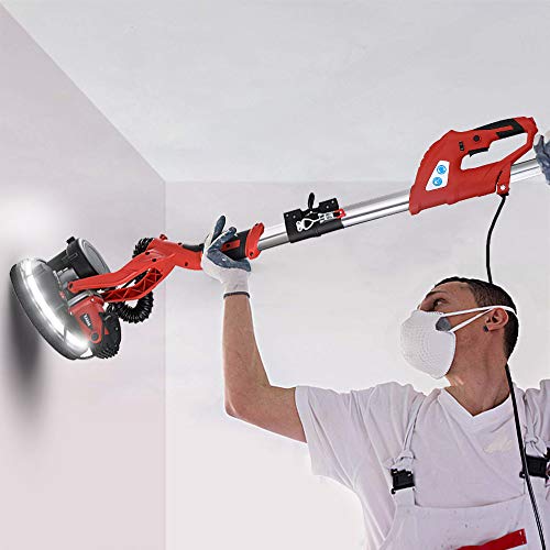 Bakaji Levigatrice Muro Soffitto Pieghevole Carteggiatrice Giraffa Cartongesso Aspirazione Polvere Automatica Con Luce A Led Asta Telescopica E 6 Dischi Abrasivi - 5