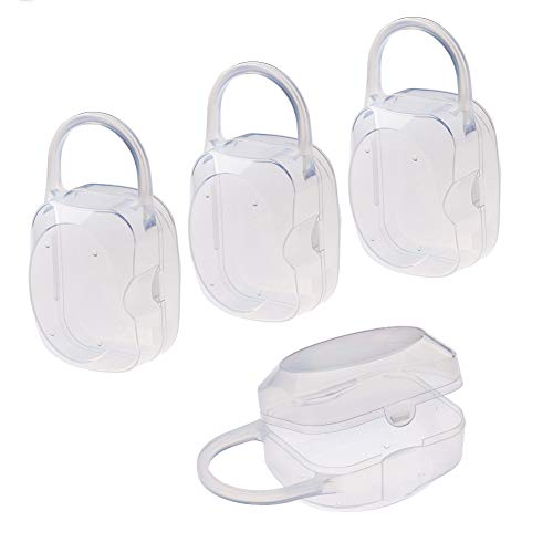 Image of Accmor Pacifier Case, Pacifier Holder Case with Handle, BPA Free Universal Pacifier Container Box for Travel, Transparent, 4 Pack