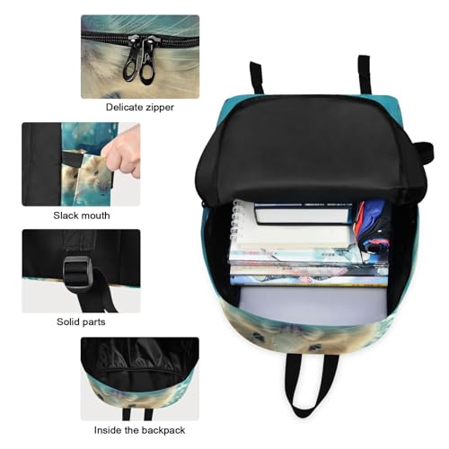 Backpack Lunch Box Set Large Capacity Travel Backpacks and Insulated Lunch Bag for Commute Hiking Picnic Hamster in Pool Print3