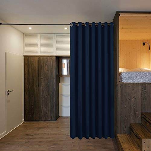 Image of NICETOWN Room Divider Heavy Curtain Screen Partitions, Privacy Vertical Blinds for Patio Sling Door, Blackout Window Curtain, Extra Wide Drapes for Bedroom (Navy, 1 PC, 12.5ft Wide by 8ft Long)
