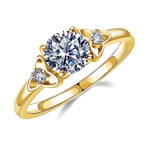 Moissanite Engagement Rings for Women 1ct D Color VVS1 Clarity Lab Grown Diamond Celtic Knot Wedding Rings 14K White/Yellow Gold Vermeil Sterling Silver Moissanite Rings
