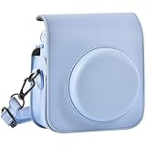 Protective Case Compatible with Instax Mini 12 Instant Camera, Portable Travel Storage Cover Bag for Mini 12 with Photos Pocket & Adjustable Shoulder Strap (Box Only)-Light Blue