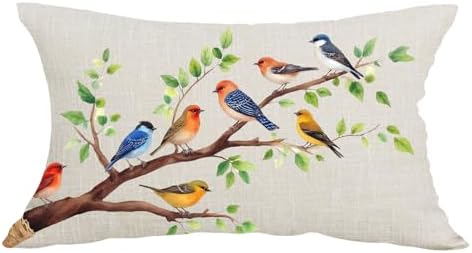 Ink Painting Watercolor Colorful Orange Birds Tree Summer Decorat...