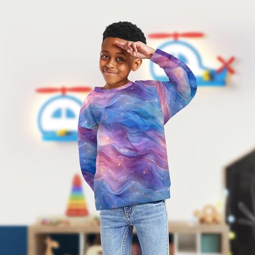 JUNZAN Blue Pink Purple Marble Little Girls Sweatshirt Hoodie Long Sleeve Hoodie for Boys Sports 4T4