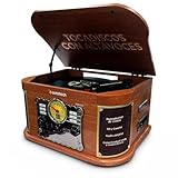 Sunstech Tocadiscos de vinilo de madera con conexión inalámbrica y altavoces estéreo 2.5 W | Giradiscos 3 velocidades 33/45/78 RPM | Reproductor CD, USB y SD | Grabación MP3