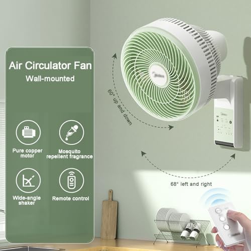 12" Remote Control Lightweight Oscillating Wall Fan, 3 Speed Air Circulation Fan for Bedroom, Kitchen, Bathroom - Quiet & Efficient Home Cooling Solution