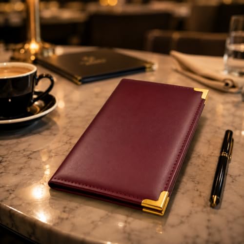 Image of Premium Bill Holder Set of 6 - Leather Bill Holder /Folder for Restaurants, Cafes, Bars & Table Service