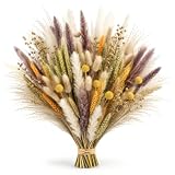 Sosayet Pampas Secas Decoracion, 100 Piezas Flores Secas Naturales 40-44 cm, Ramos de Flores Secas Naturales Decoración para el Hogar, Hierba de Pampa Esponjosas para Decoracion Boho Fiestas Bodas