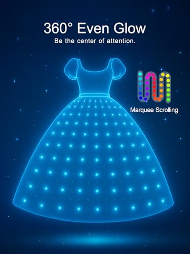Princess Costume for Girls, RGB LED Light Up Syncs Music App Control, Toddler Princess Dress Up Halloween Costume4