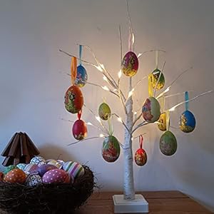 12pcs vintage style paper mache foam egg hanging ornaments easter decoration  urban country home decor