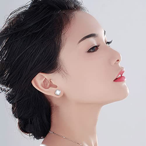 Pearl Earrings For Women Freshwater Cultured Pearl Stud Earrings 925 Sterling Silver Cubic Zirconia Stud Earrings For Girls Mother Her (Silver) #TOP4