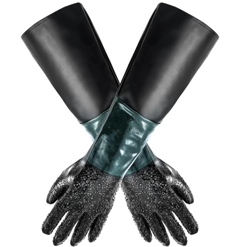 FLKQC Rubber Sandblasting Sandblaster Gloves 23.6 Rubber Sandblast Cabinet Gloves for Abrasive Blasting with Particles Palm for Sandblast Blast Cabinets