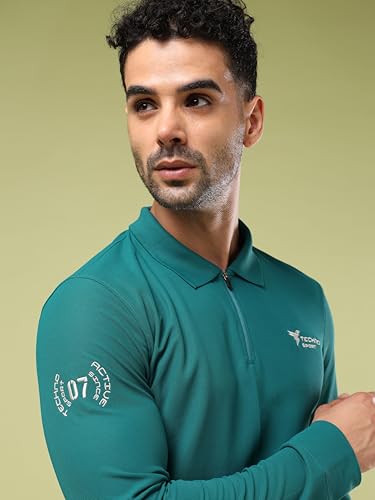 Image of TECHNOSPORT Men's Slim Fit Full Sleeve Polo T-Shirt with Collar, MATPIQ Quick Dry Moisture Wicking Polo Tee for Gym Sports Golf and Casual Wear