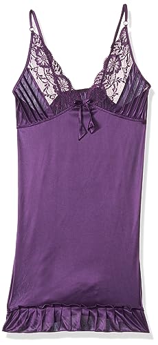 Image of Clovia Womens Sexy Ruffled Babydoll in Purple
