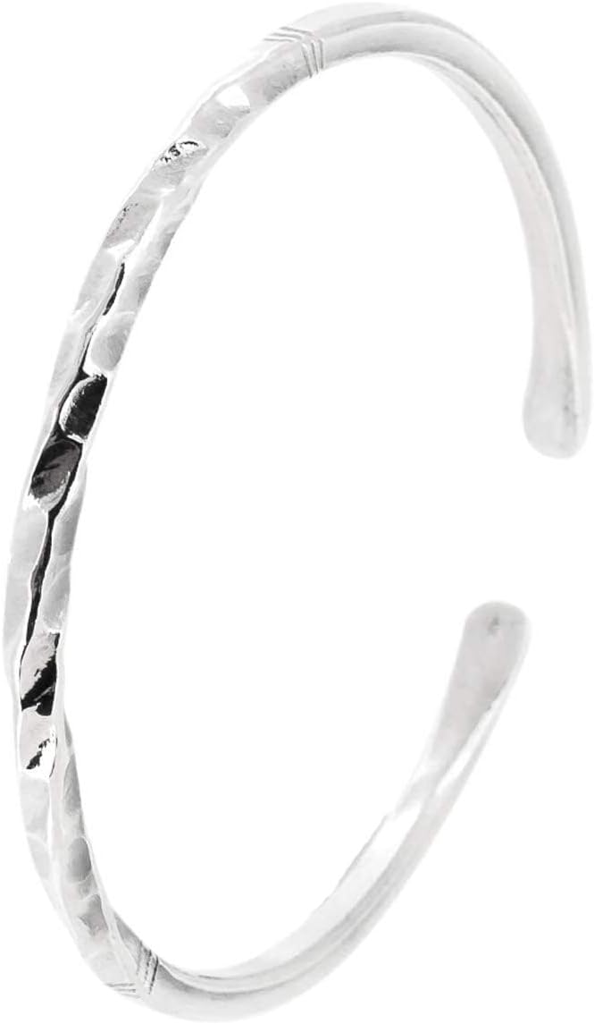 Women's Silver Bangle Bracelet | Classic Twisted Hammered 925 Sterling Silver Bracelet for Women