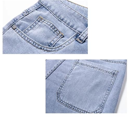 Men Thin Jeans Straight Soft Ice Silky Casual Business Denim Pants Elastic Wide Trousers3